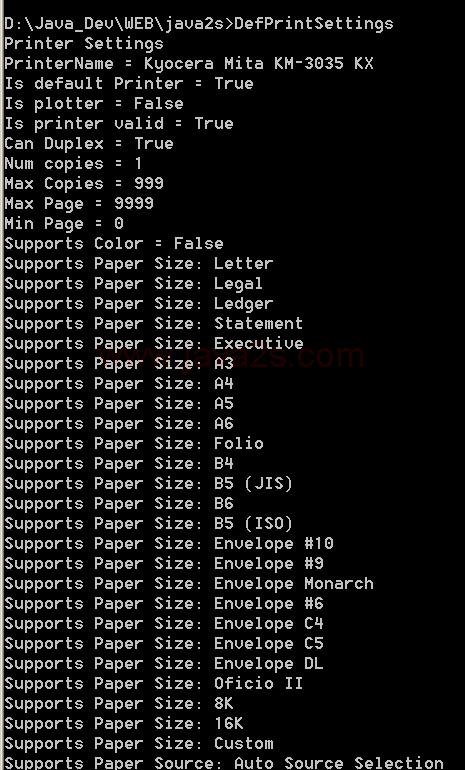 Define Print Settings