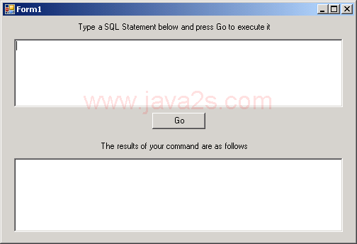 GUI based SQL command executer