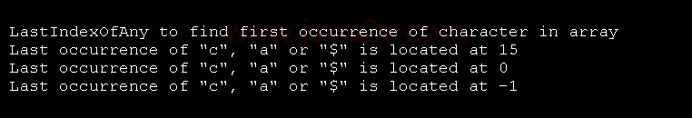 LastIndexOfAny to find first occurrence of character in array