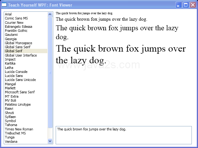 WPF Binding List Box Items Source To Fonts System Font Families
