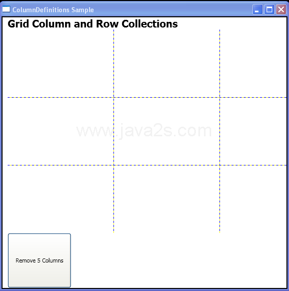 WPF Remove5 Columns With Column Definitions Remove Range