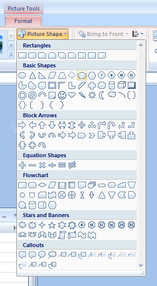 Select the shape to apply to the selected picture.