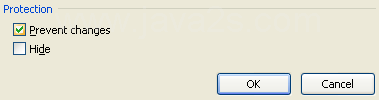 Select the Prevent changes check box to protect the cell.