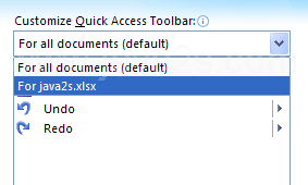 Select the current workbook if you only want the commands available in the workbook.