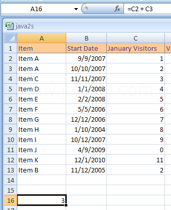 Notice that the result of the formula appears in the cell.