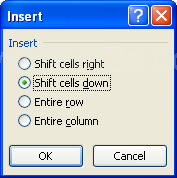 Click Entire Column to move entire column over one column.