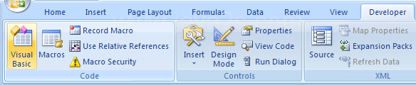 Click the Developer tab. Click the Visual Basic button to open the Visual Basic window.