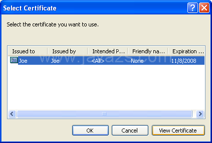 To view a certificate, click View Certificate, and then click OK.