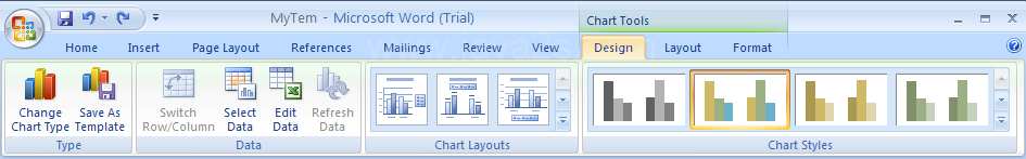 Click the Design tab under Chart Tools.