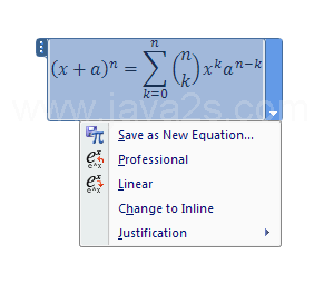 Click to place the cursor in the equation.