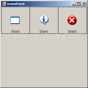 SystemIcons.Application, SystemIcons.Asterisk, SystemIcons.Error