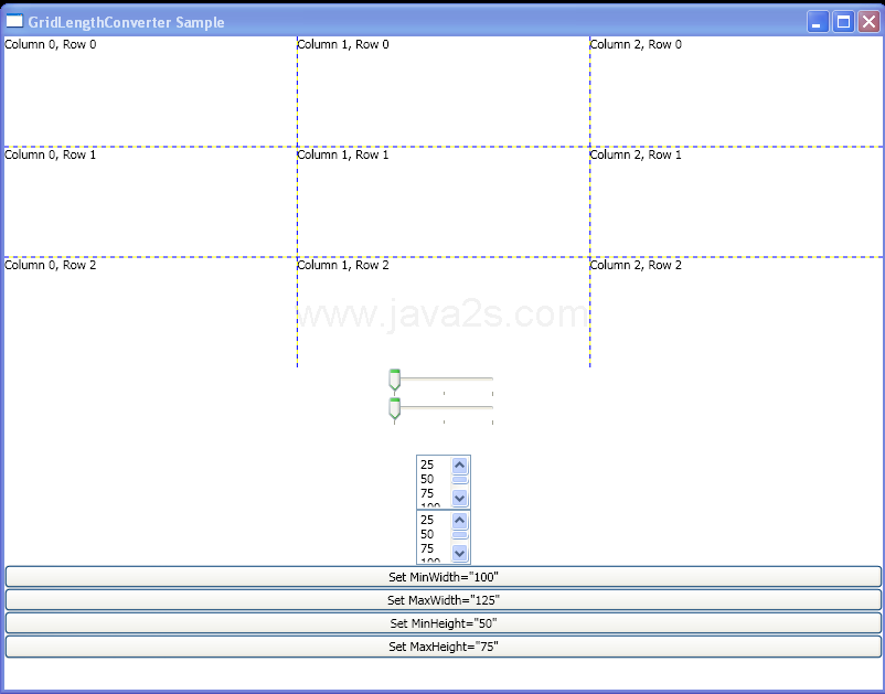 Convert the contents of a ListBoxItem to an instance of GridLength by using GridLengthConverter