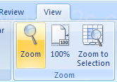 Click to display the view at 100%. Click to zoom the current selection in view.