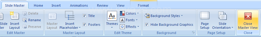 Click the Close Master View button on the Ribbon.