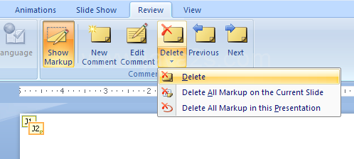 Delete All Markup in this presentation.