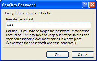 Type the password again, and then click OK.