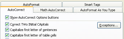 Then click the AutoCorrect tab.