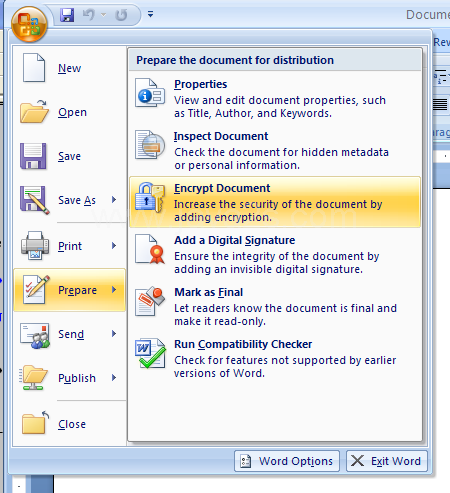 Then click Encrypt Document.