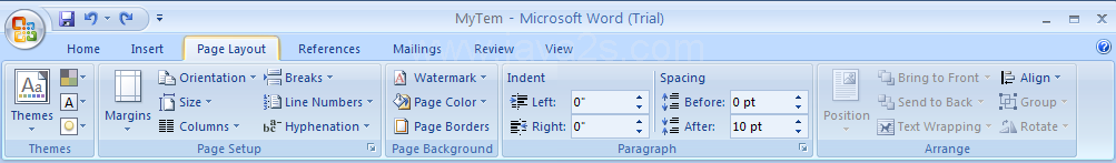 Then click the Page Layout tab.