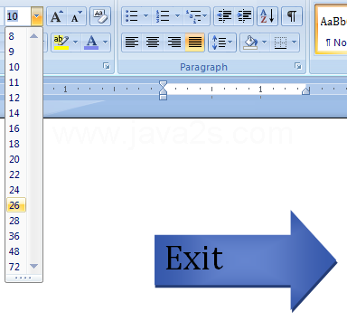 Point to a font style or size and click the style or size.