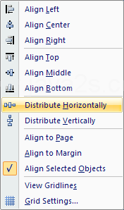 On the Align submenu, click Distribute Horizontally.