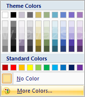 Click More Colors to select a standard or custom color