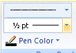 Use the Line Width, Line Style, and Pen Color buttons to select the border attributes you want.