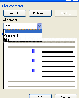 Specify the alignment and any other formatting.