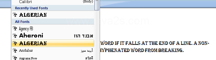 Click the font you want