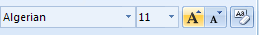 Click the Increase Font Size button or Decrease Font Size button.