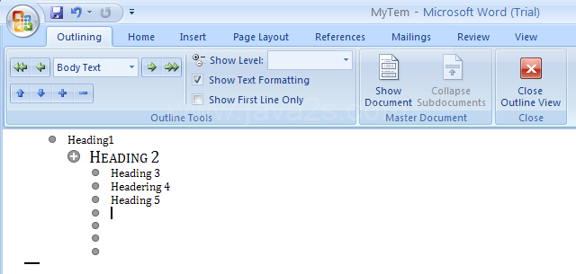 Then type a heading