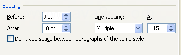 To change space relative to Paragraph, click Add Space Before Paragraph or Add Space After Paragraph.