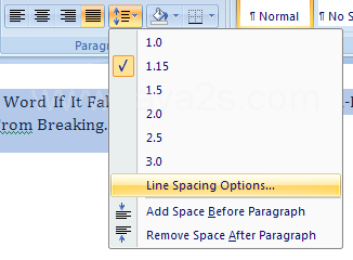 To enter precise parameters, click Line Spacing Options