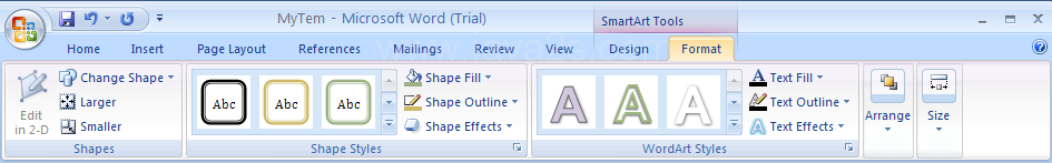 Click the Format tab under SmartArt Tools.