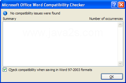 View the compatibility summary information.