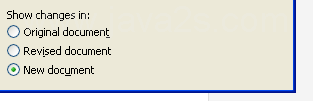 Click the Show changes in option: Original document, Revised document, or New document.