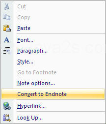 Then click Convert to Footnote or Convert to Endnote.
