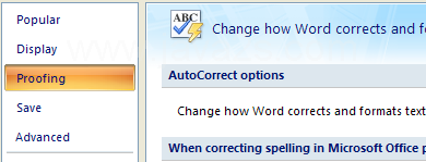 Then click Proofing