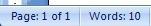 The Status bar displays the number of words