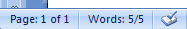 The Status bar displays the number of words