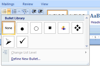 Click the Bullets button arrow