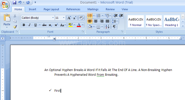 Type the first item in your list, and then press Enter.