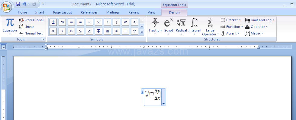 Select the placeholder to insert more of the equation.