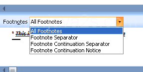 Then click Footnote Continuation Notice or Endnote Continuation Notice