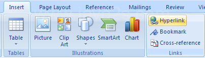 Click the Hyperlink button.