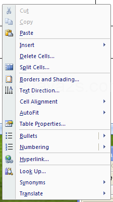 Then right-click the table cell