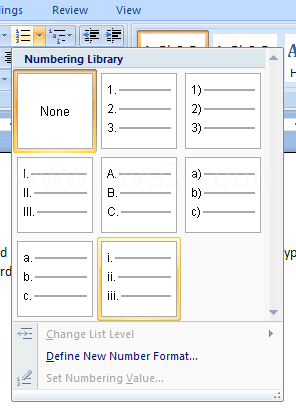 Then select a numbering style.