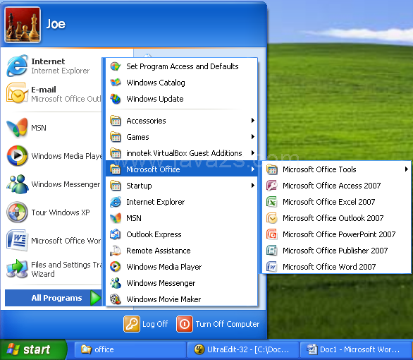 Click Microsoft Office