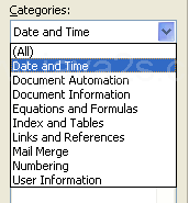 Then click a category to narrow down the field names.