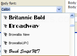 Click the Body font list arrow